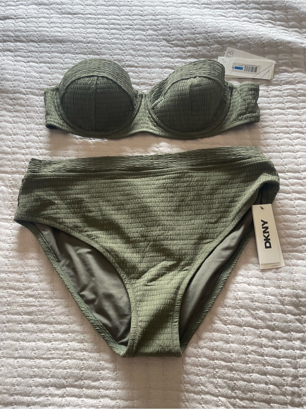 DKNY Olive Green High-Waist Bikini Set